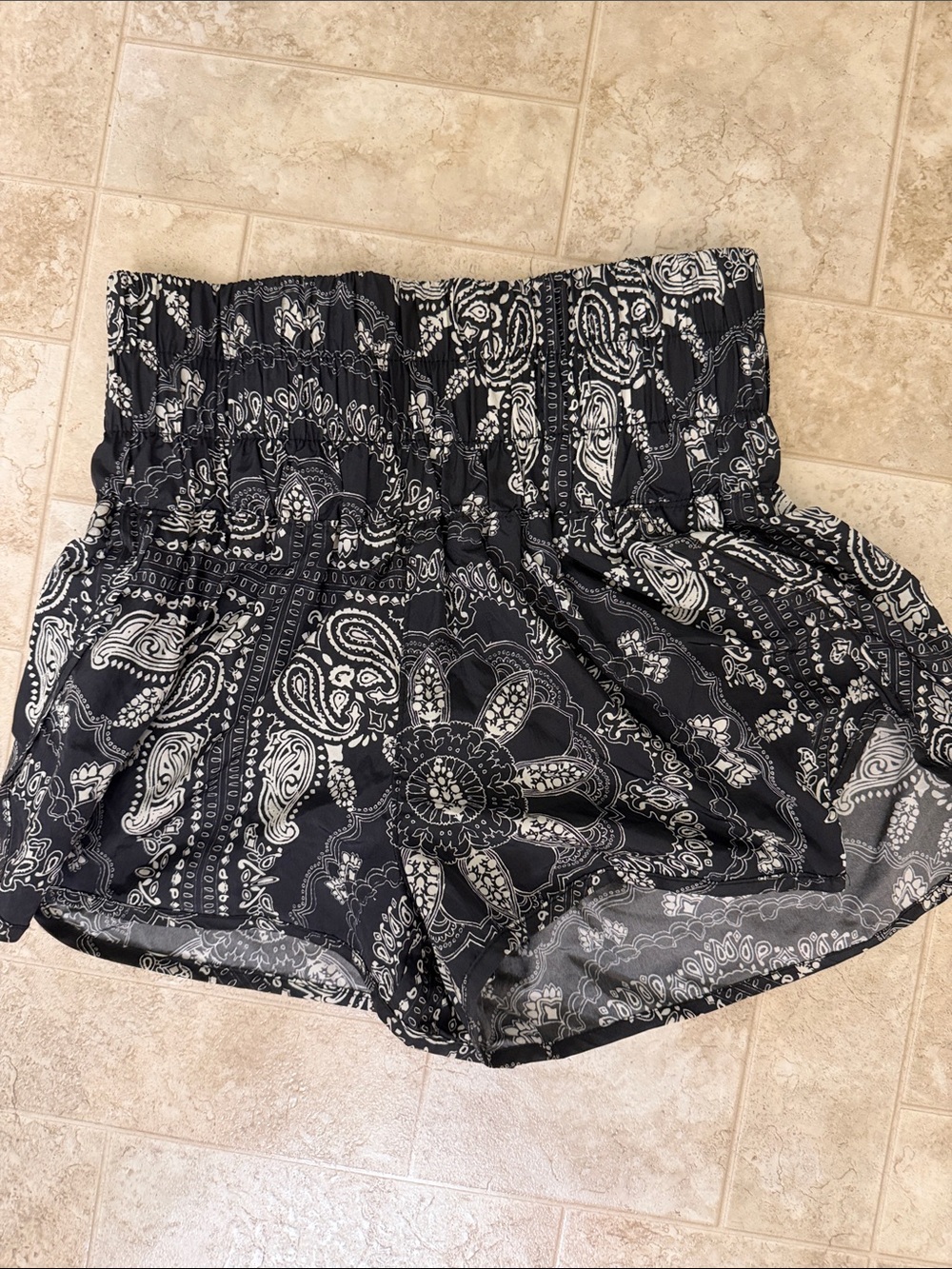 FP Movement by Free People Black & White Paisley High-Waist Shorts